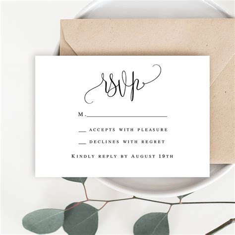 wedding rsvp card template word.